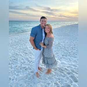 Anthropologie Blue and Gray Floral Dress